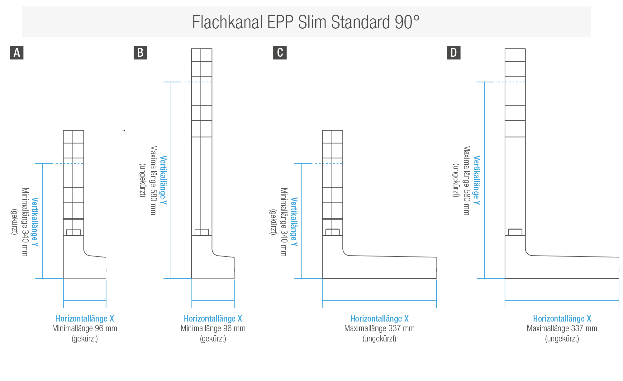 Längen ZUWAH EPP Slim 90° für Schallwerte